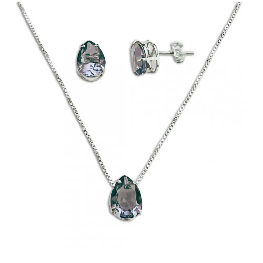 Conjunto de prata ponto de luz  - gota - CJ337AG Imagem