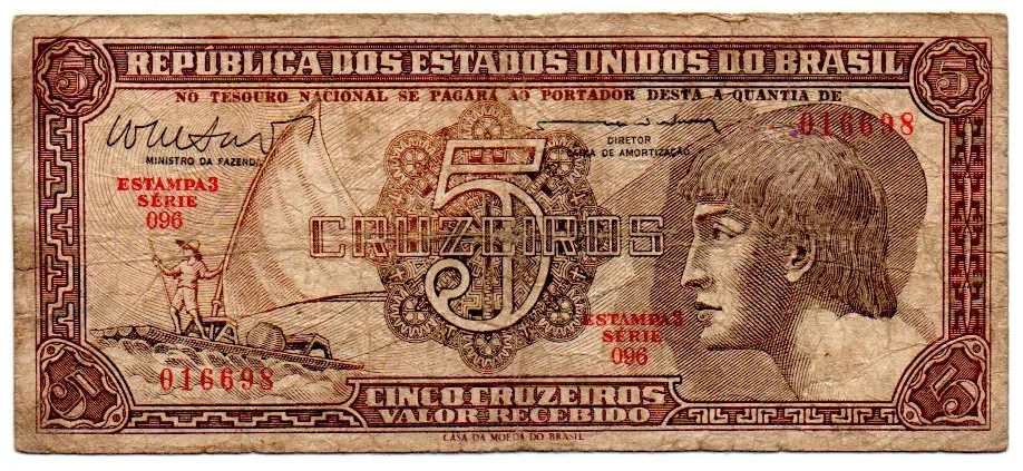 C112 - 5 Cruzeiros - Série 096 - Índio - Data: 1962 - BC