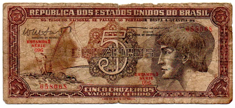 C112 - 5 Cruzeiros - Série 096 - Índio - Data: 1962 - UTG