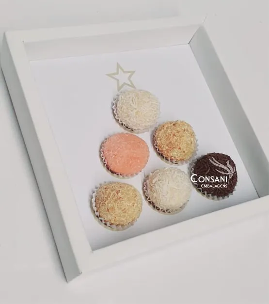  Gaveta Dobradura C/ berço Árvore de Natal 6 doces - Tampa Transp. e Fundo Simples