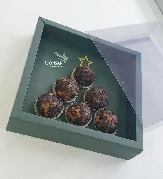  Gaveta Dobradura C/ berço Árvore de Natal 6 doces - Tampa Transp. e Fundo Simples Imagem