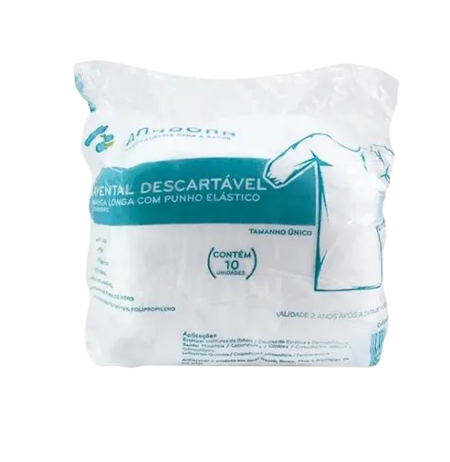 AVENTAL DE PROCEDIMENTO MANGA LONGA C/ PUNHO DE ELÁSTICO ADVANCED (40G) - BRANCO