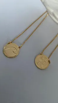 Escapulário Unissex Sol e Mar - Banhado Ouro 18k