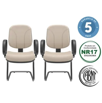 Kit 2 unidades Cadeira Aproximação Operativa Plus Diretor Base Sky Preta com Braços Corsa