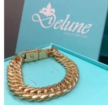 Pulseira masculina grumet 13mm folheado a ouro 18k Imagem