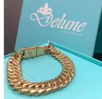 Pulseira masculina grumet 13mm folheado a ouro 18k