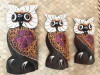 Conjunto 3 Corujas Madeira Acacia Wood - Tailândia - Foto 4