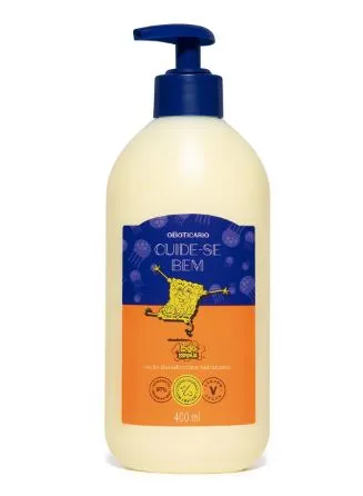 Edição Limitada. Loção Desodorante Hidratante Cuide-se Bem Bob Esponja 400ml com uma textura cremosa e um cheirinho inspirado em abacaxi. Imagem