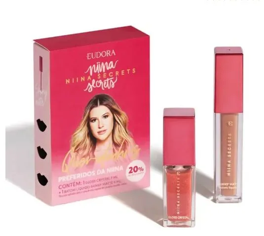 Kit promopack Queridinhos da Niina: Batom Líquido Matte 5ml + Gloss Crystal 7ml