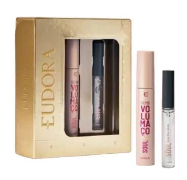 Kit Presente Natal SOUL: Gloss Labial Incolor 5,2ml + Máscara de Cílios BOMB Volumaço 10g