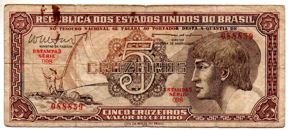 C112 - 5 Cruzeiros - Série 098 - Índio - Data: 1962 - R Imagem