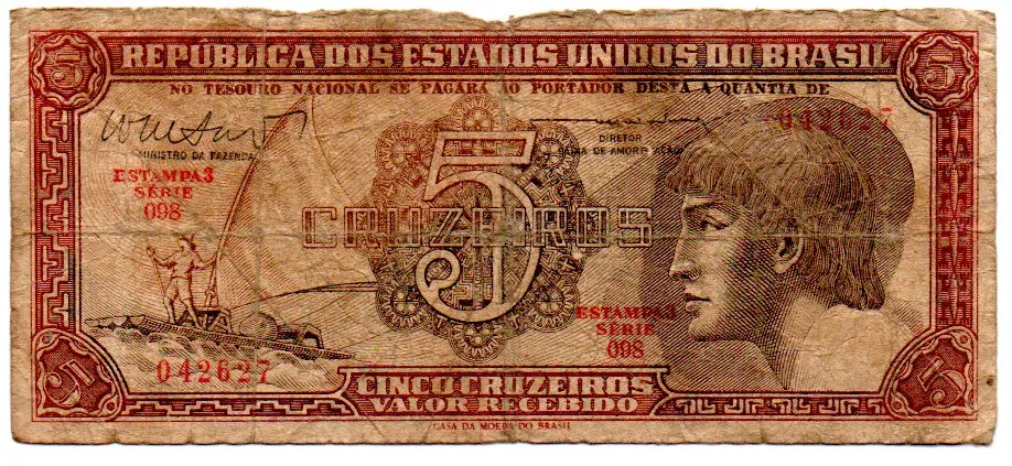 C112 - 5 Cruzeiros - Série 098 - Índio - Data: 1962 - UTG Imagem