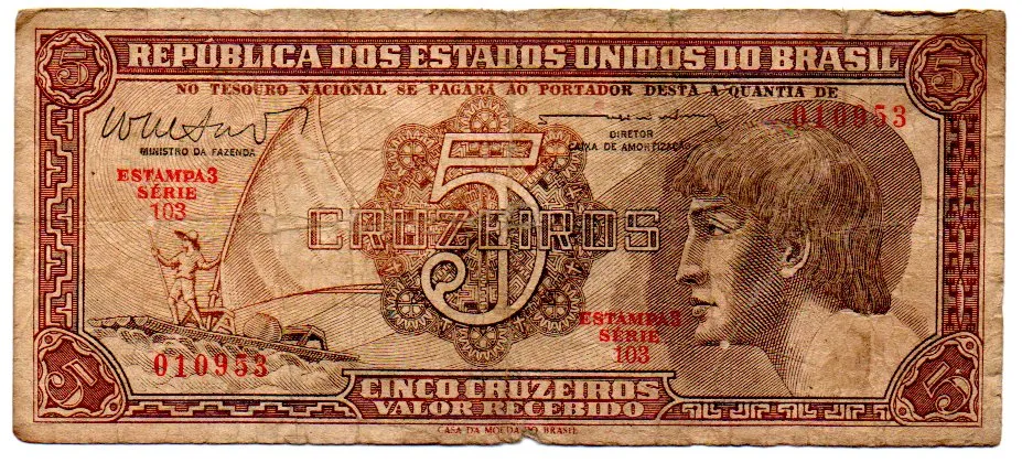 C112 - 5 Cruzeiros - Série 103 - Índio - Data: 1962 - UTG