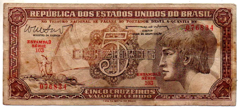 C112 - 5 Cruzeiros - Série 103 - Índio - Data: 1962 - BC