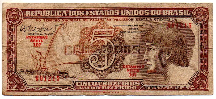 C112 - 5 Cruzeiros - Série 107 - Índio - Data: 1962 - BC