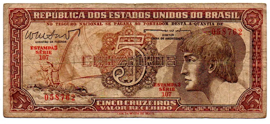 C112 - 5 Cruzeiros - Série 107 - Índio - Data: 1962 - BC