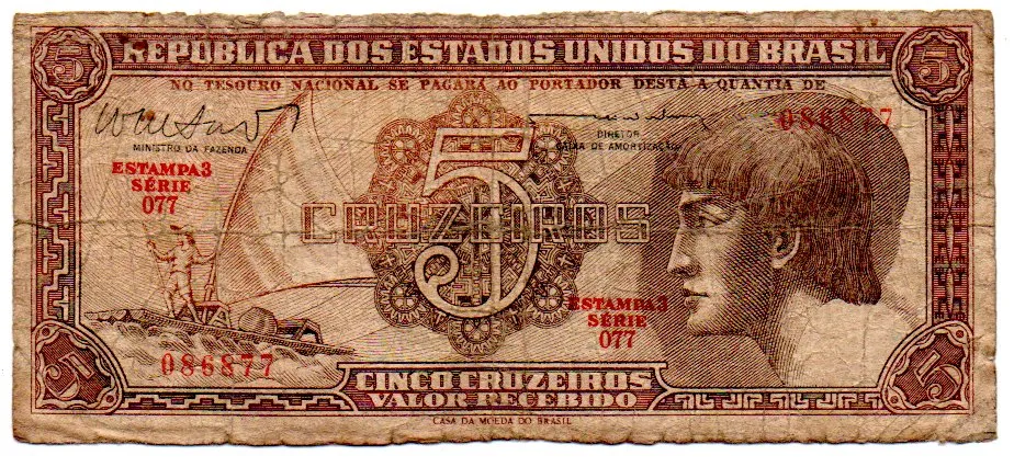 C112 - 5 Cruzeiros - Série 077 - Índio - Data: 1962 - R