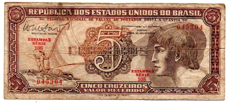 C112 - 5 Cruzeiros - Série 108 - Índio - Data: 1962 - BC Imagem