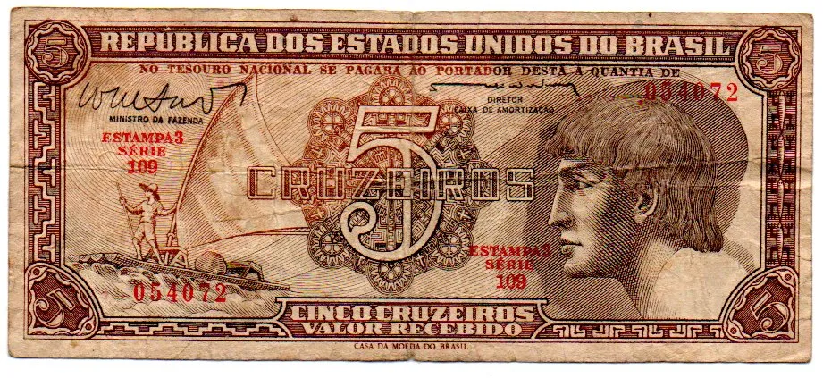 C112 - 5 Cruzeiros - Série 109 - Índio - Data: 1962 - BC