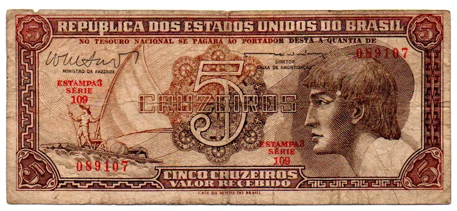 C112 - 5 Cruzeiros - Série 109 - Índio - Data: 1962 - BC