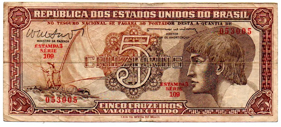 C112 - 5 Cruzeiros - Série 109 - Índio - Data: 1962 - BC