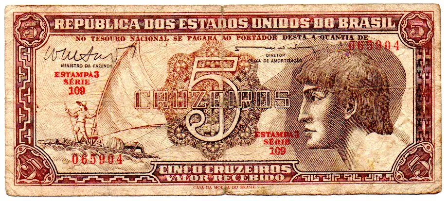 C112 - 5 Cruzeiros - Série 109 - Índio - Data: 1962 - BC