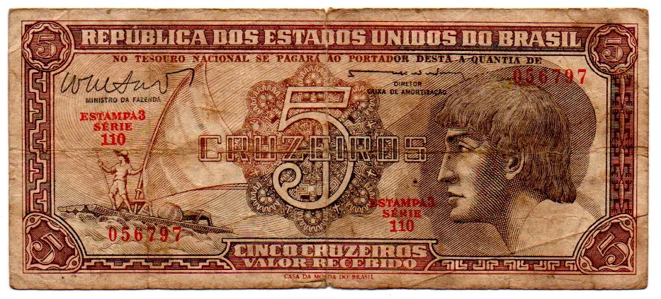 C112 - 5 Cruzeiros - Série 110 - Índio - Data: 1962 - BC