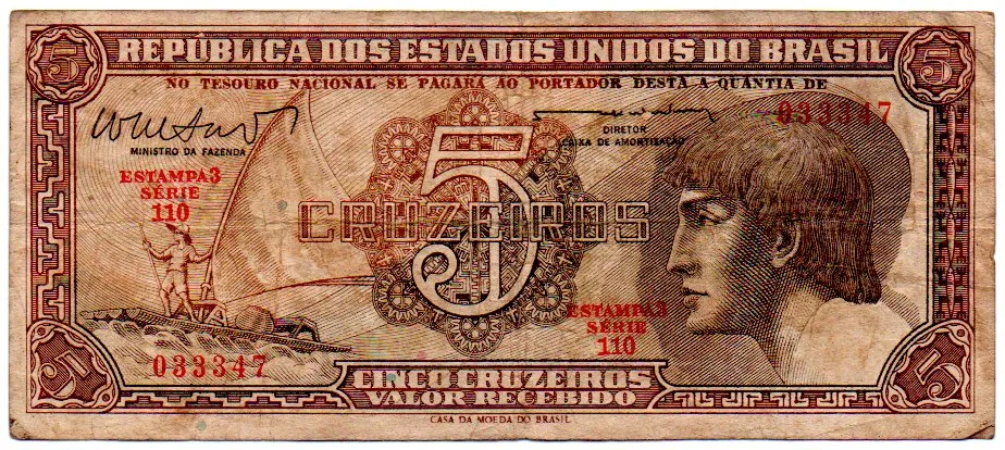 C112 - 5 Cruzeiros - Série 110 - Índio - Data: 1962 - BC