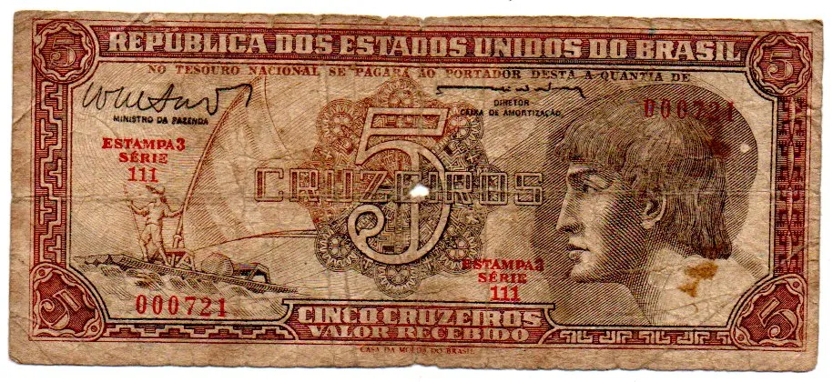 C112 - 5 Cruzeiros - Série 111  - Índio - Data: 1962 - UTG