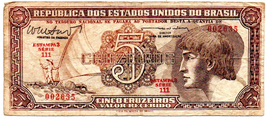 C112 - 5 Cruzeiros - Série 111 - Índio - Data: 1962 - R