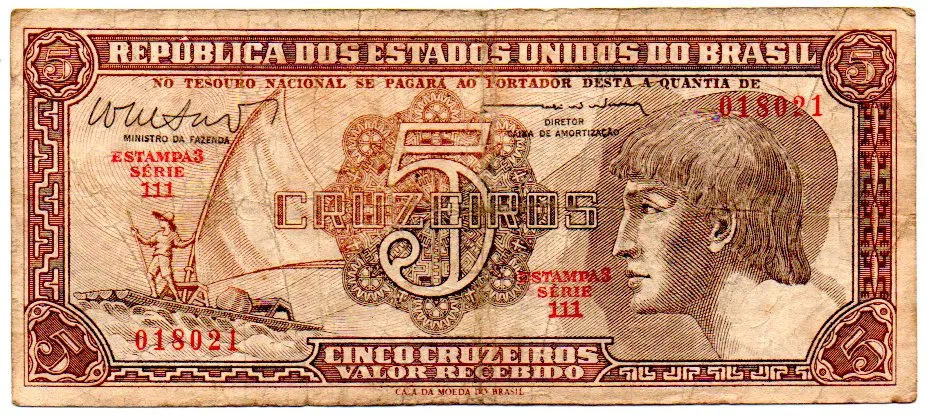 C112 - 5 Cruzeiros - Série 111 - Índio - Data: 1962 - BC