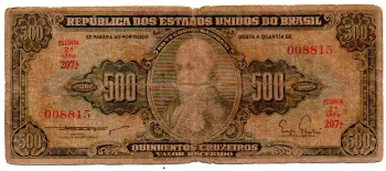 C100 - 500 Cruzeiros - 2° Estampa - Série 207 - Dom João VI - Data: 1955 - R
