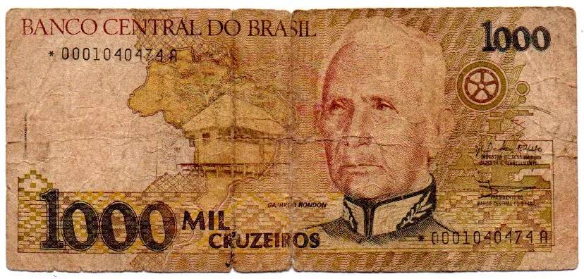 C217a - *Asterisco - 1000 Cruzeiros - Cândido Rondon - Data: 1990 - UTG Imagem
