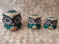 Conjunto Corujas Madeira Acacia Wood Tailândia 2 Modelos - Foto 2