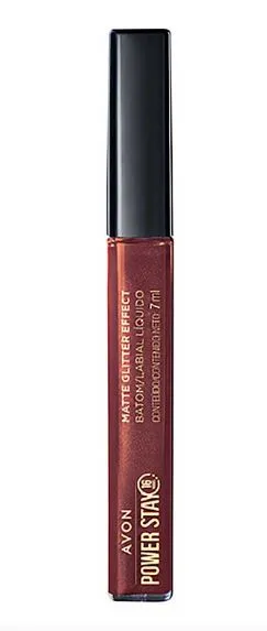 Batom Líquido Matte Glitter Effect Avon Power Stay 7ml. Imagem