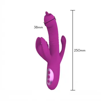 VIBRADOR E ESTIMULADOR TRIPLO VAI E VEM COM AQUEIMENTO MLVE5419Q - Foto 2