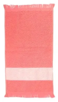 Toalha Franjinha com faixa - Rosa Coral - 33x23 cm Imagem