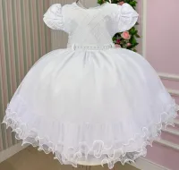 Vestido Festa Branco Mod.3 Menina Bonita