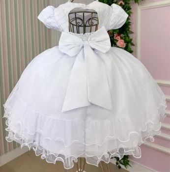 Vestido Festa Branco Mod.3 Menina Bonita - Foto 2