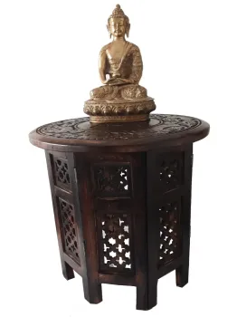 ESGOTADO! Mesa Indiana Entalhada - Desmontável 38cm x 38,5cm