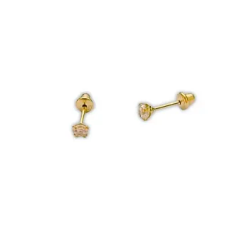 Brinco Ouro 18k pedrinha 2,5 mm - branca - PB001