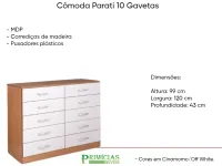 Cômoda 10 Gavetas Parati 1,20 - Foto 3