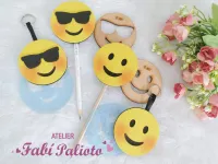 G1.831  Gabarito de Moldes  em MDF  Ponteira  e  Chaveiro Emojis 1 e 2  - Foto 2