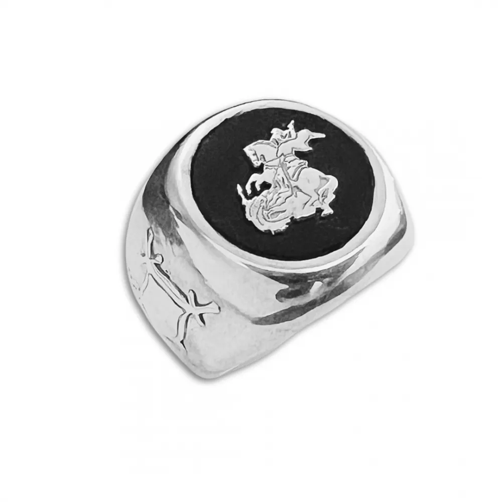 Anel de prata 950  Masculino - São Jorge -AN448