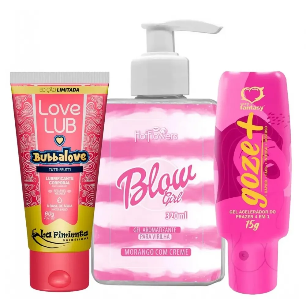 KIT ERÓTICO BLOWGIRL LUBRIFICANTE BUBALOVE E GOZE MAIS