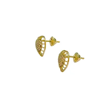  Brinco Ouro 18k coração com pedras - RBJ507 - Foto 2
