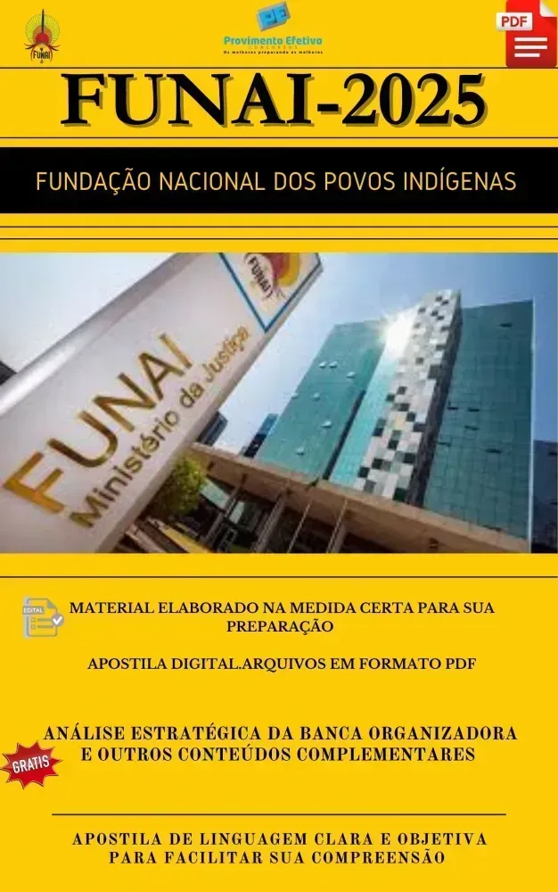 Apostila FUNAI 2025 Gestor em Regularização Fundiária de Terras Indígenas Imagem