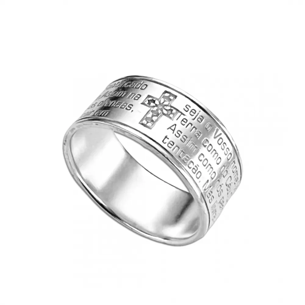 Anel de prata 950 - Oração Pai Nosso - AN3101 Imagem