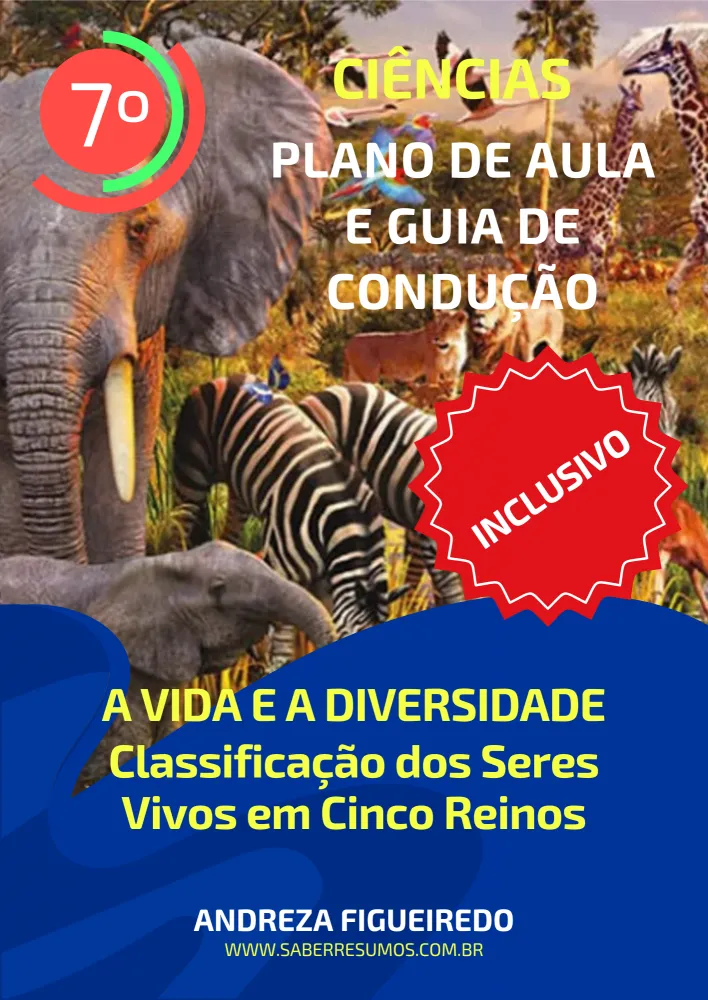 766 - Ciências - Aprendizado Inclusivo - Plano de Aula e Guia de Condução - A Vida e a Diversidade - Classificação dos Seres Vivos em Cinco Reinos - 7º ano - PDF com 13 páginas