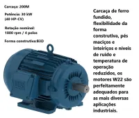 Motor Elétrico Weg 40cv Trifásico 220/380/440v 4p 1800rpm Ip55 W22 - 11280268 - Foto 5